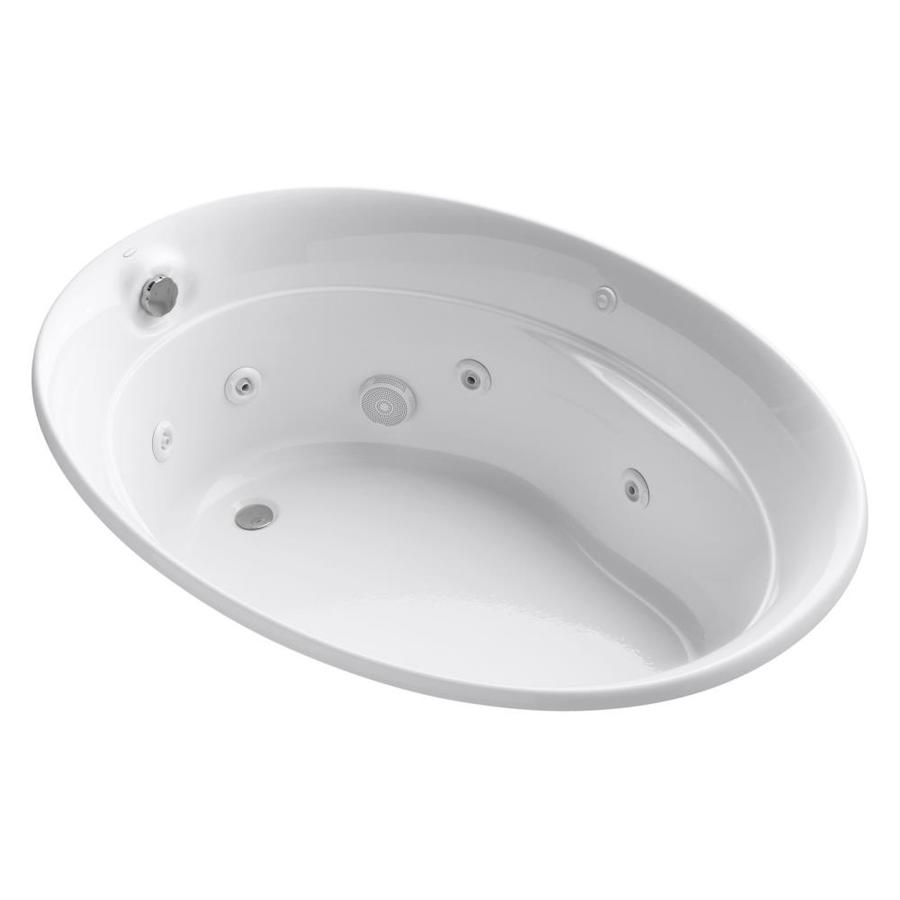KOHLER Serif 60in White Acrylic Oval Reversible Drain DropIn