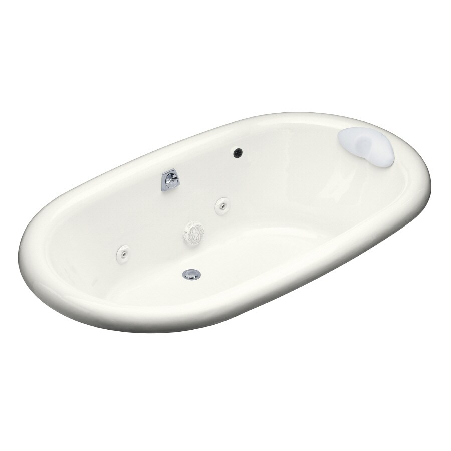 KOHLER Vintage 72in White Cast Iron Oval Back Center Drain DropIn