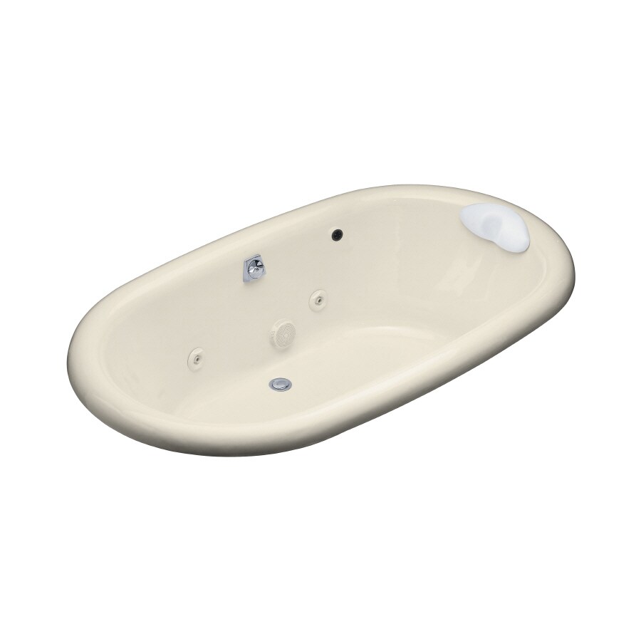 KOHLER Vintage 72in Almond Cast Iron Oval Back Center Drain DropIn