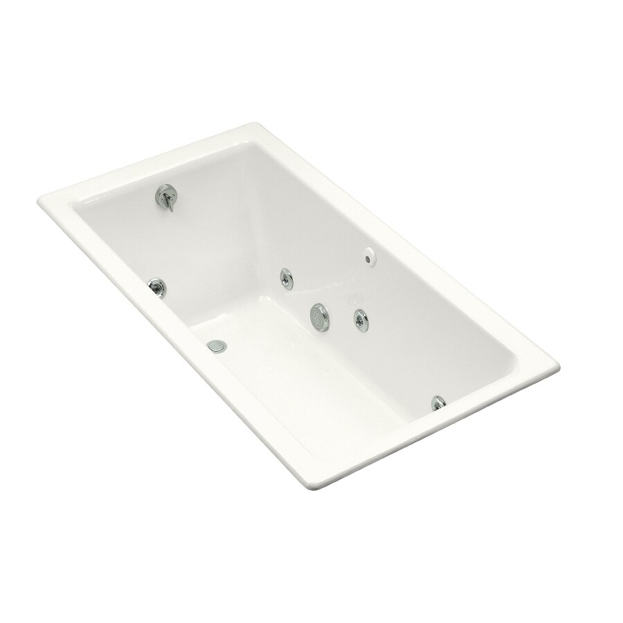 KOHLER Kathryn White Cast Iron Rectangular Whirlpool Tub 36in