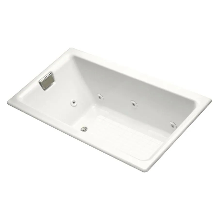 KOHLER TeaForTwo 66in White Cast Iron Rectangular LeftHand Drain