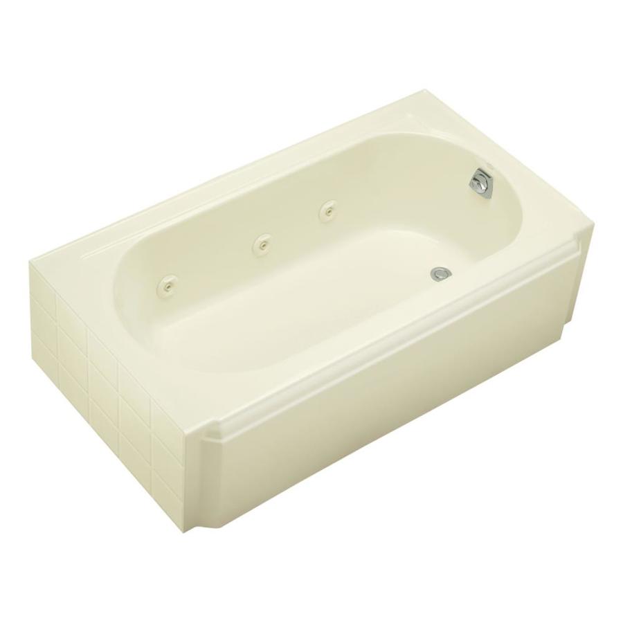KOHLER Memoirs 33.75in W x 60in L Biscuit Cast Iron Oval Right Drain