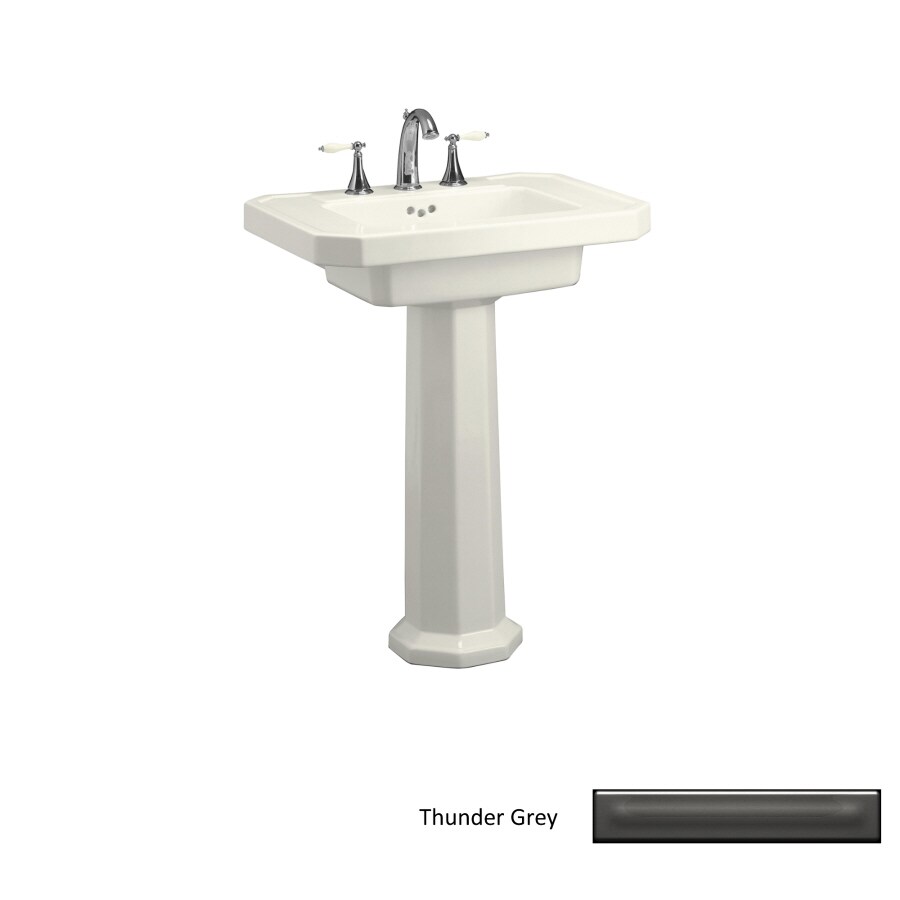 KOHLER Kathryn 35in H Thunder Grey Fire Clay Complete Pedestal Sink at