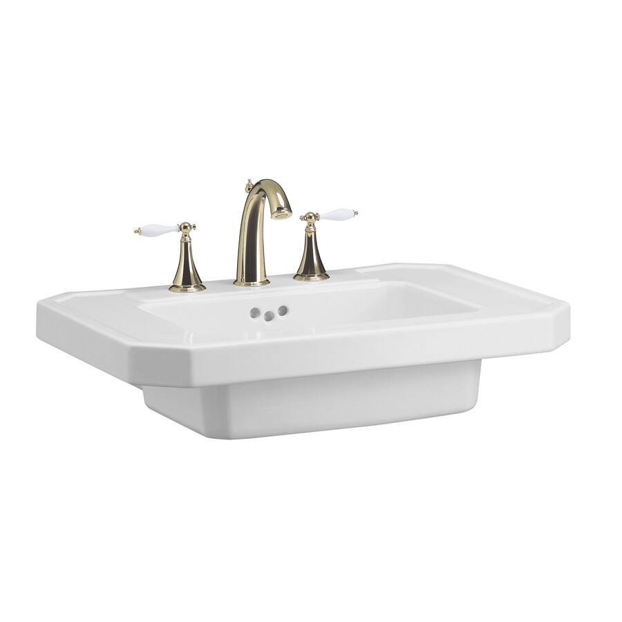 KOHLER Kathryn 22.938in H White Fire Clay Pedestal Sink at