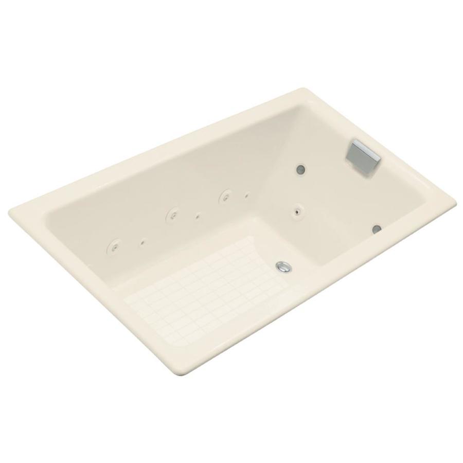 KOHLER TeaForTwo 2Person Almond Cast Iron Rectangular Whirlpool Tub
