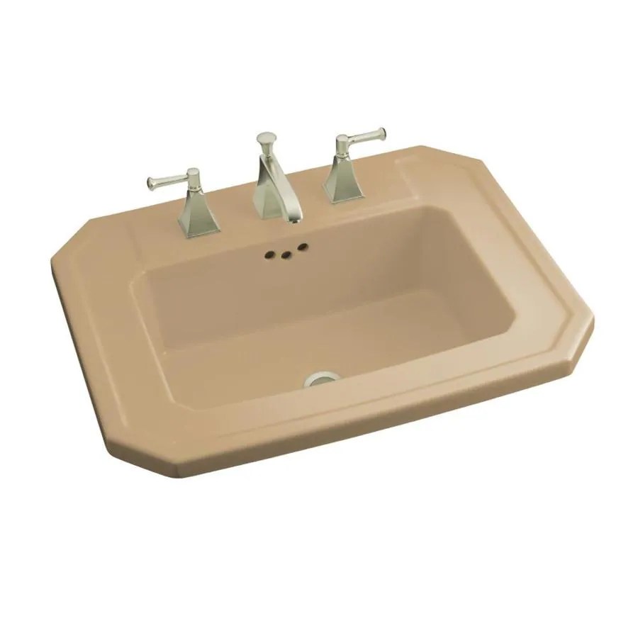 KOHLER Kathryn Mexican Sand Dropin Rectangular Bathroom Sink with