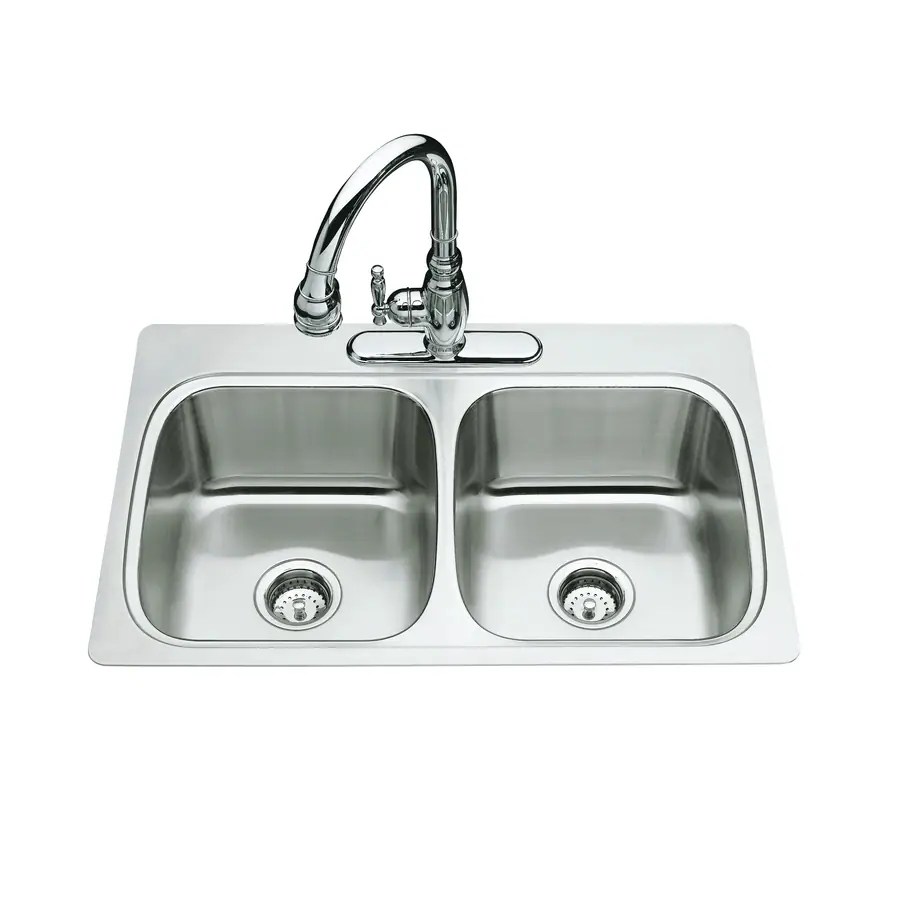 KOHLER Verse 22in x 33in DoubleBasin Stainless Steel DropIn 4Hole