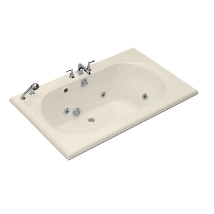 Shop KOHLER Memoirs 66in Almond Acrylic DropIn Whirlpool Tub with Back Center Drain at