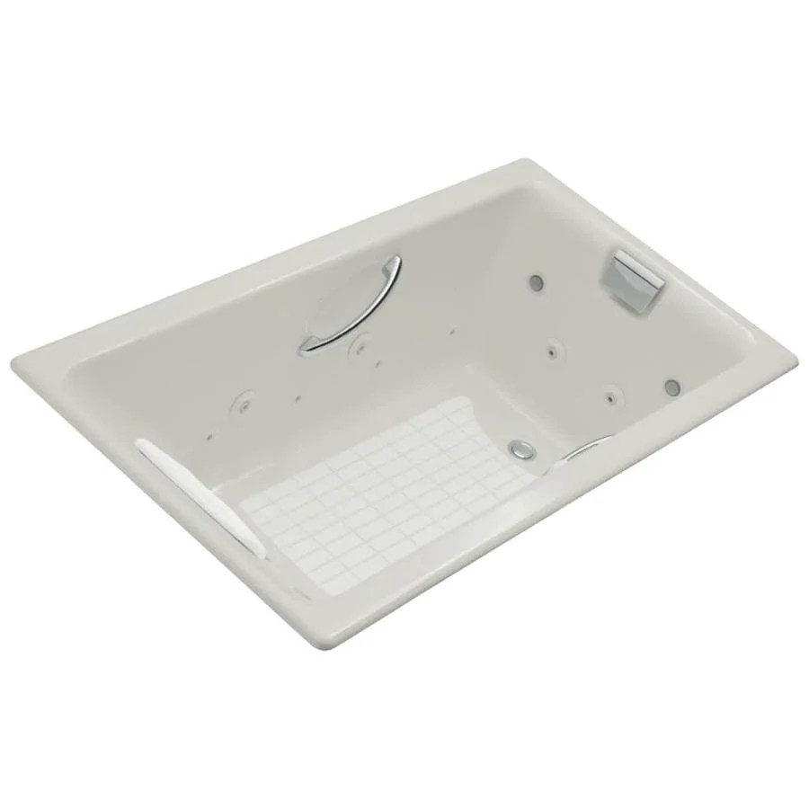 KOHLER TeaForTwo 66in Ice Grey Cast Iron Rectangular Reversible