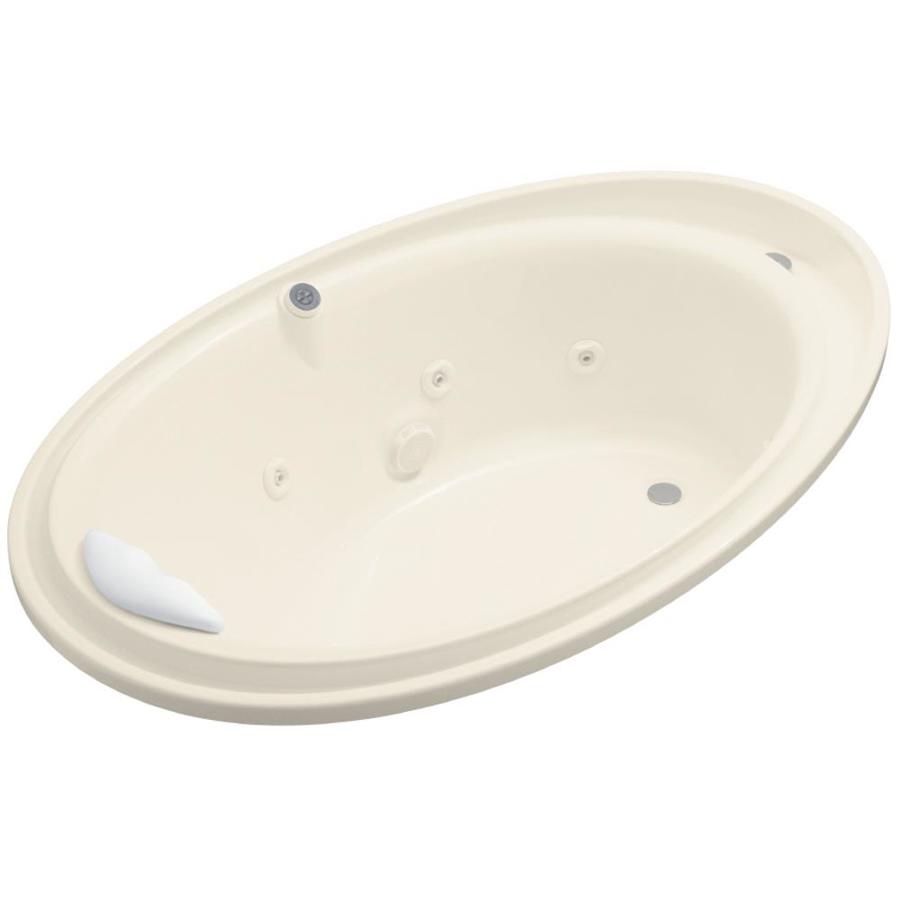 KOHLER Purist 46in W x 72in L Almond Acrylic Oval Reversible Drain