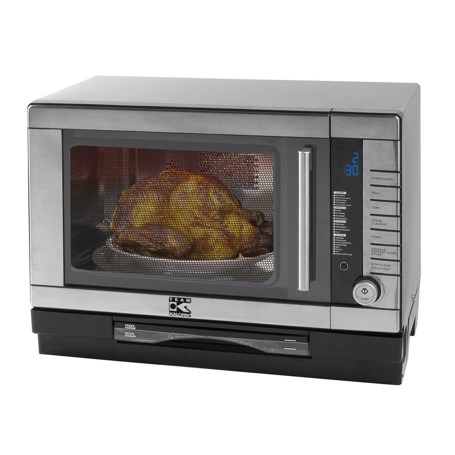 KALORIK 0.9 Cu. Ft. 1500Watt Silver Countertop Microwave Oven at