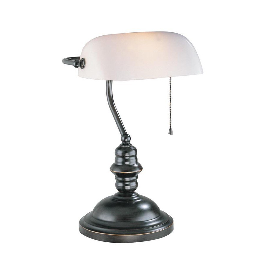 Lite Source 14.5in Adjustable Bronze Bankers Desk Lamp with Glass
