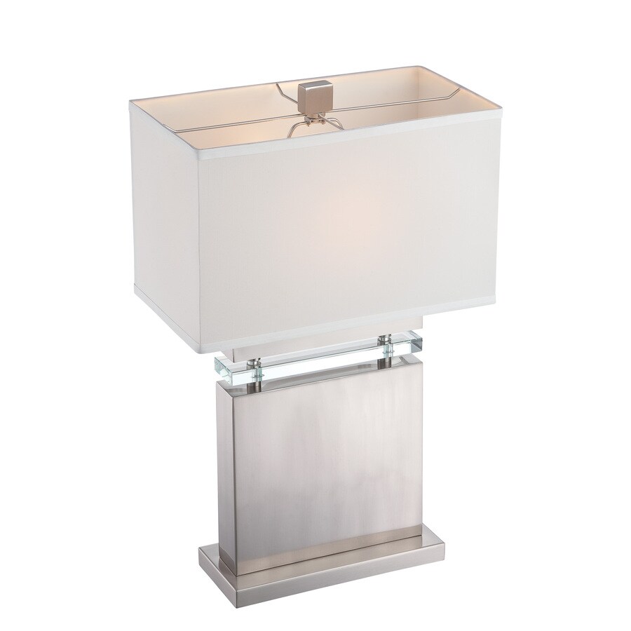 Lite Source Draco 26.5in Polished Steel Table Lamp with Fabric Shade