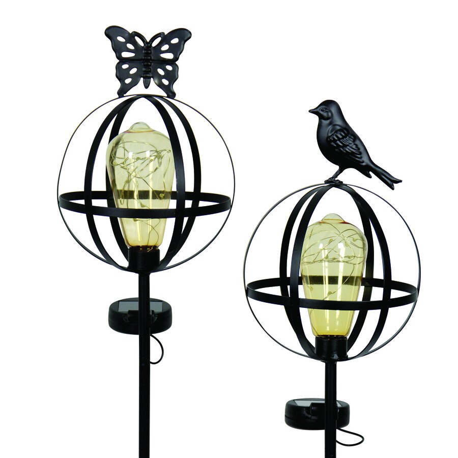 Exhart 36.6in Black Metal Solar Traditional Stake in the Garden Stakes