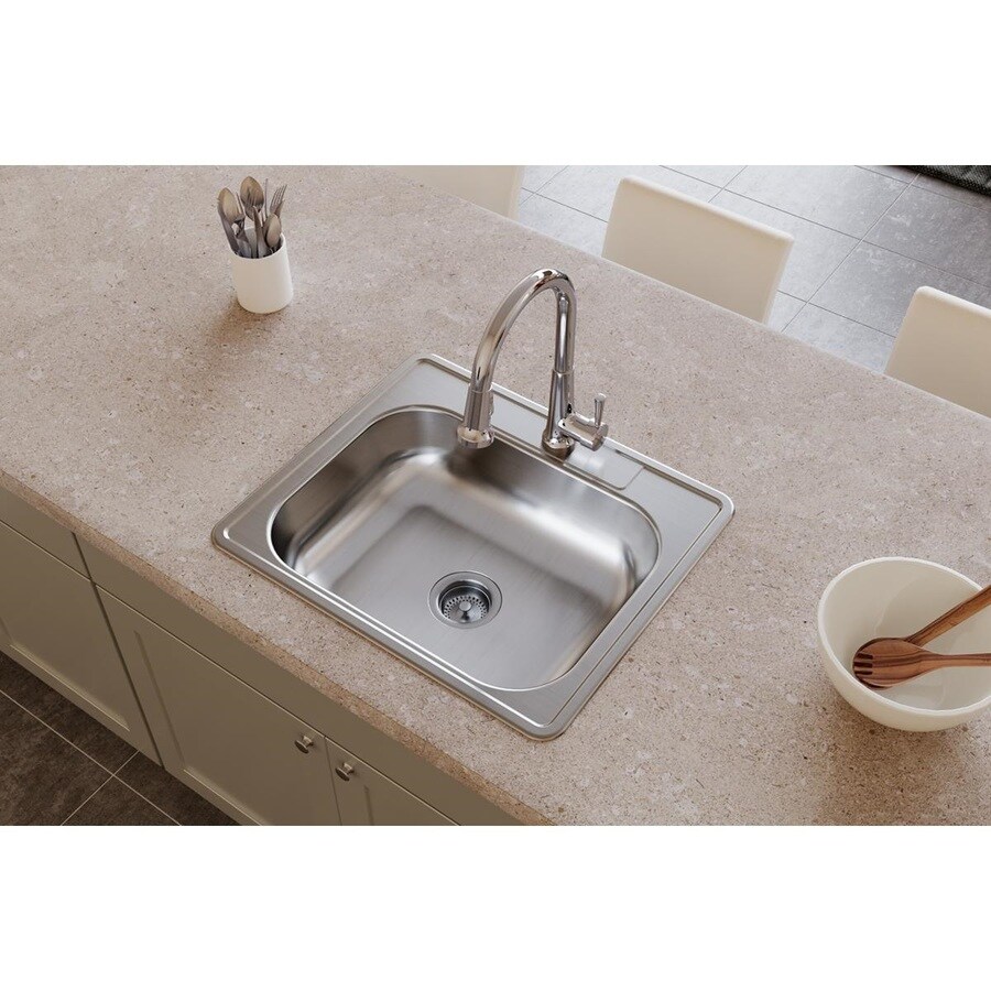 Shop Elkay Dayton 25in x 21.25in Satin SingleBasin DropIn 3Hole