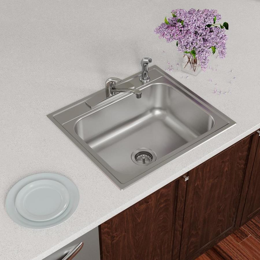 Elkay 25in x 22in Stainless Steel Single Bowl DropIn 4Hole