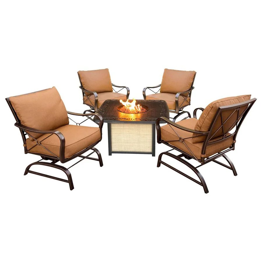 Shop Hanover Outdoor Furniture Summer Night 5Piece Aluminum Patio Conversation Set with Tan