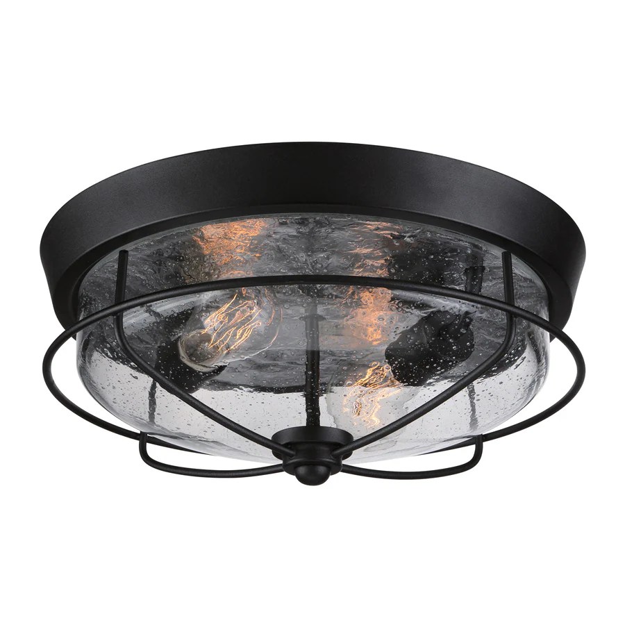 Ashley Harbour 14.5in W Matte Black Outdoor FlushMount Light in the