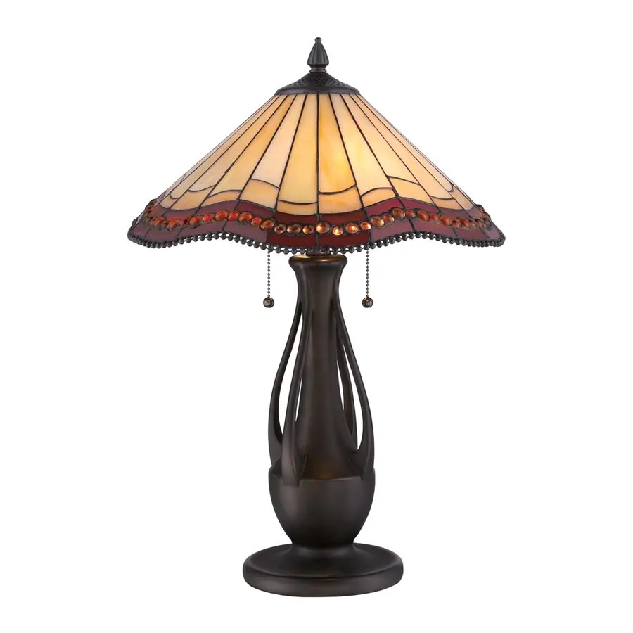 Quoizel 22.88in Antique Bronze Indoor Table Lamp with Glass Shade at