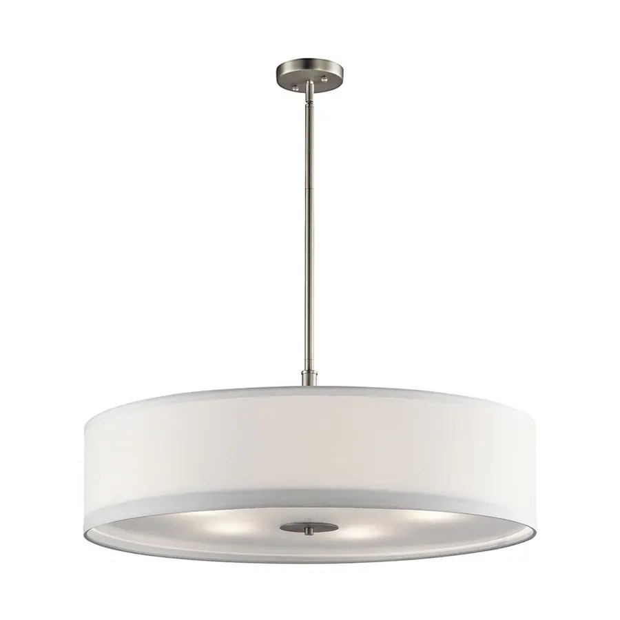 Kichler Brushed Nickel Modern Etched Glass Drum Pendant at