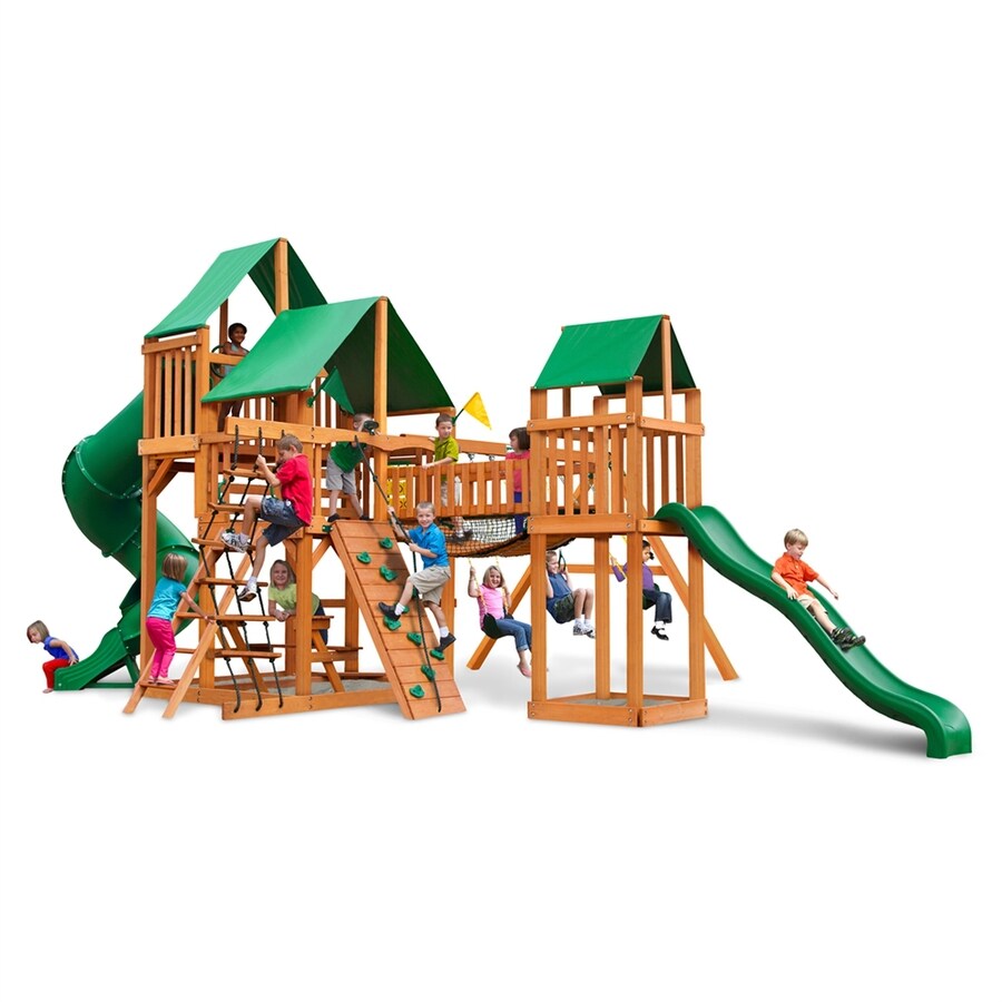 Gorilla Playsets Treasure Trove Residential Wood Playset with Swings at