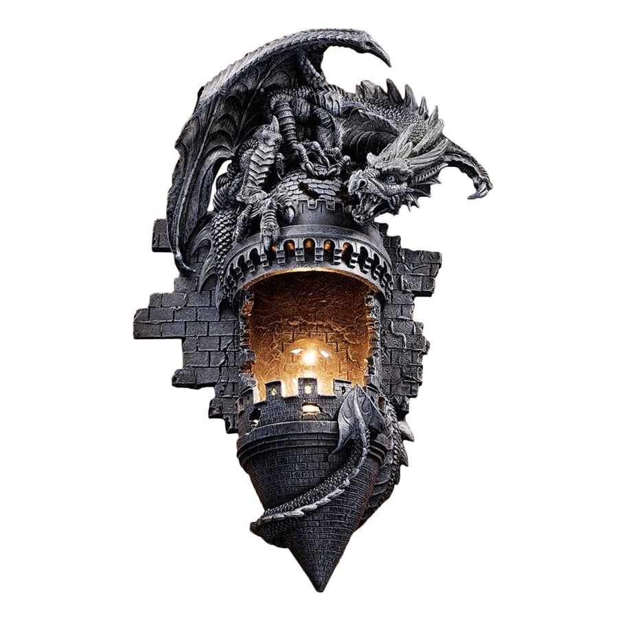 Design Toscano Dragon's Castle Lair 12in W 1Light Gothic stone