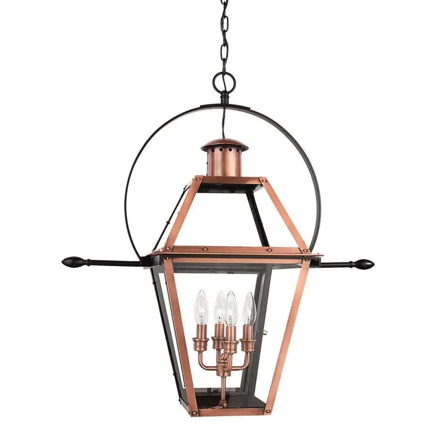 Quoizel Rue De Royal Aged Copper Traditional Clear Glass Lantern