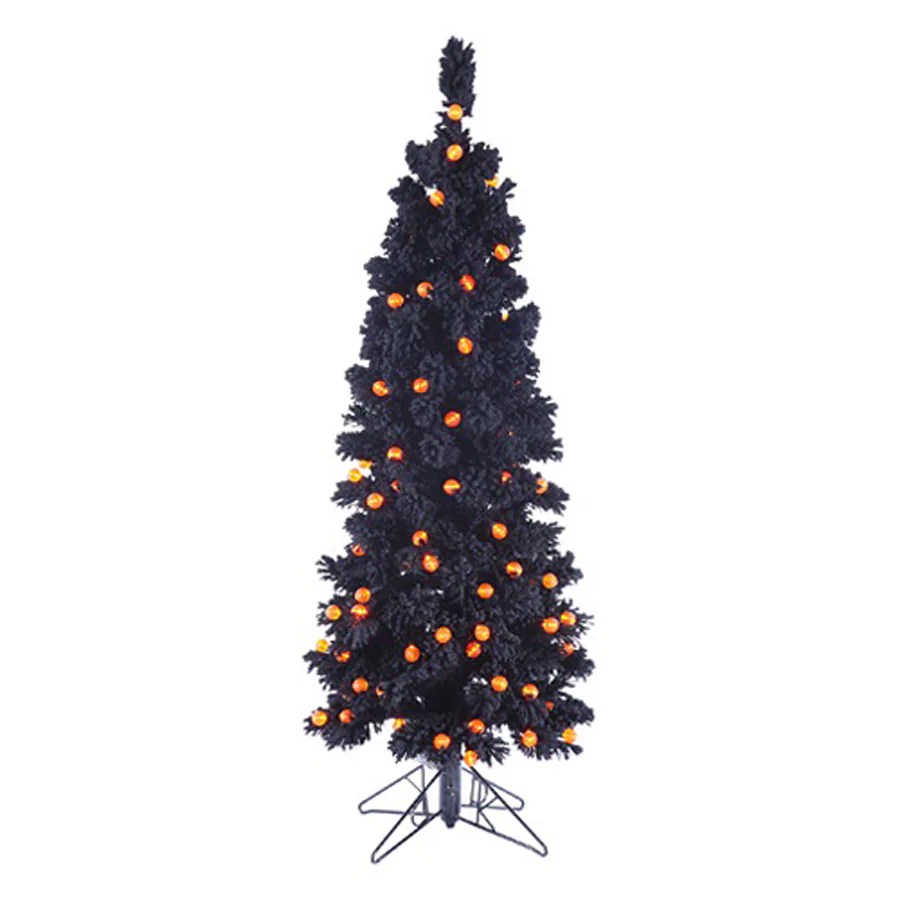 Northlight 4.5ft Whimsical Slim Artificial Halloween Tree Orange with