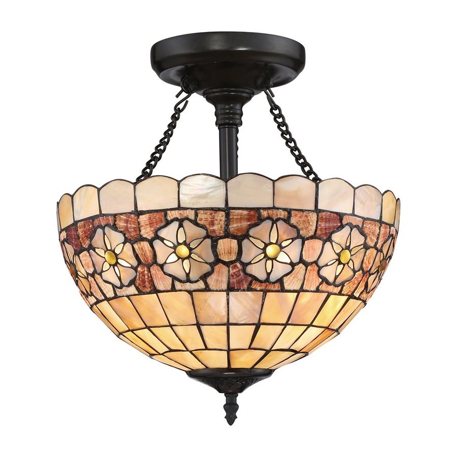 Quoizel Sea Shell Sanibel 14in W Vintage Bronze Stained TiffanyStyle