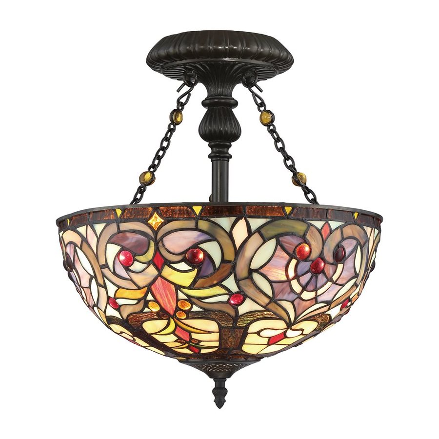 Quoizel Carroll 14.25in W Vintage Bronze Stained SemiFlush Mount