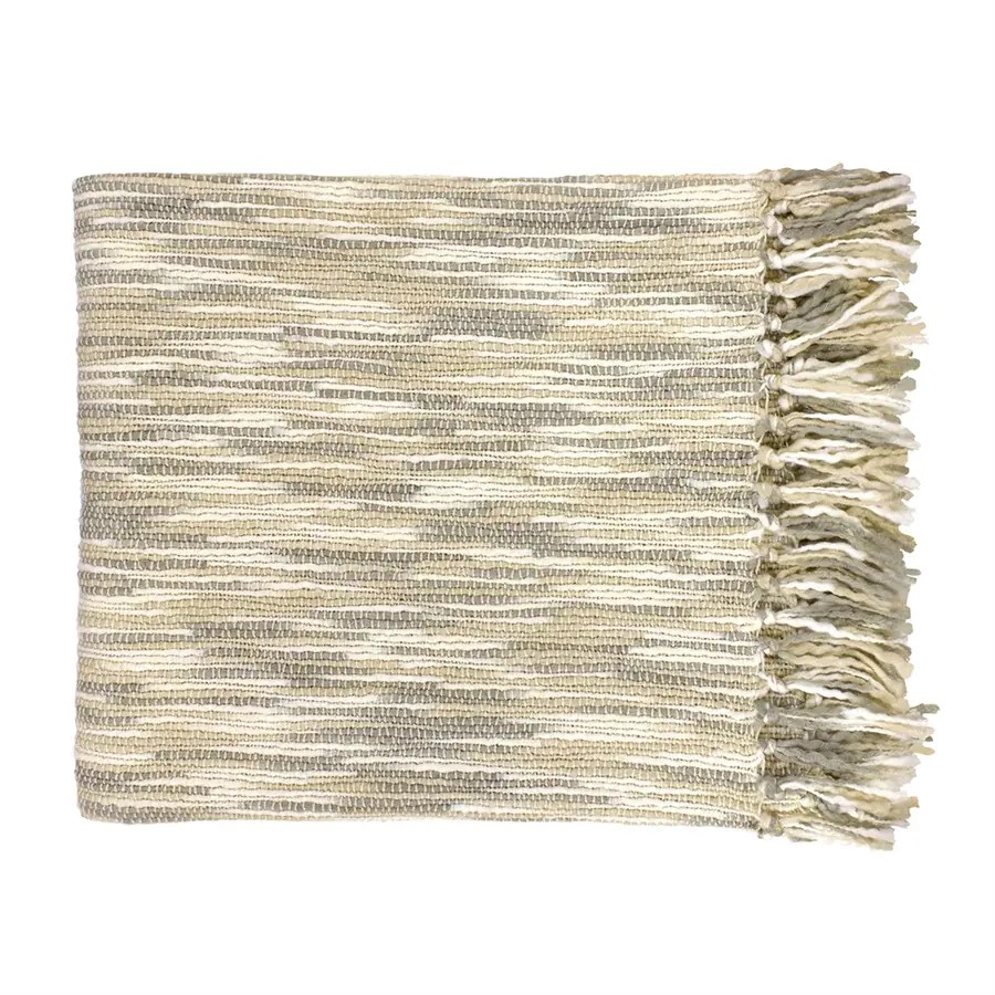 Surya Teegan Cream/Gray 78in L x 55in W Acrylic Throw at