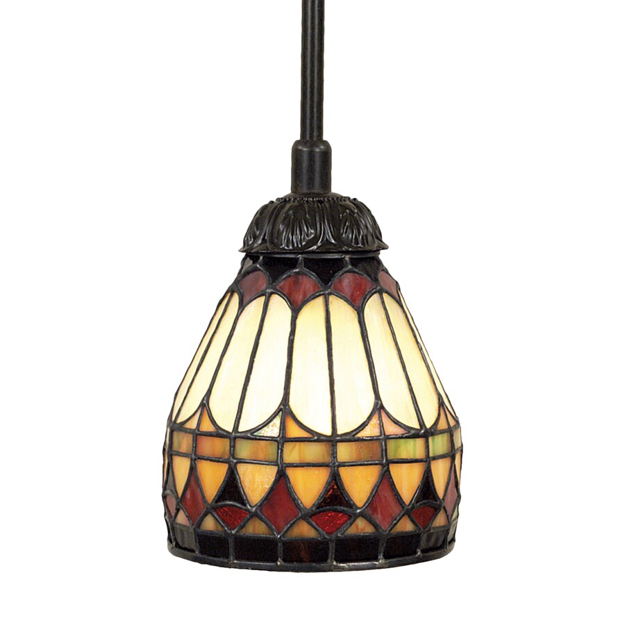 Quoizel West End Vintage Bronze Mini Transitional Stained Glass Bell