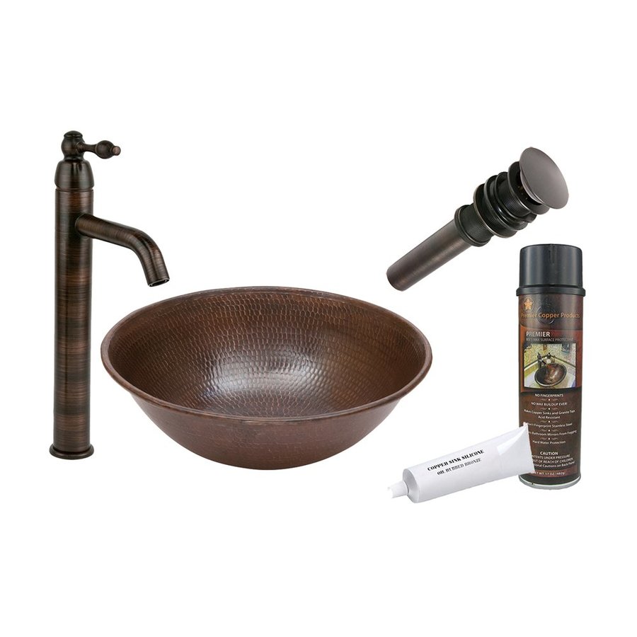 Premier Copper Products OilRubbed Bronze Copper Vessel Round Bathroom