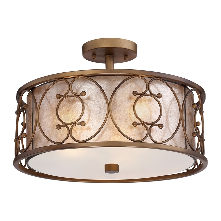 Quoizel Avondale 16in W Empire Brass Mica SemiFlush Mount Light at