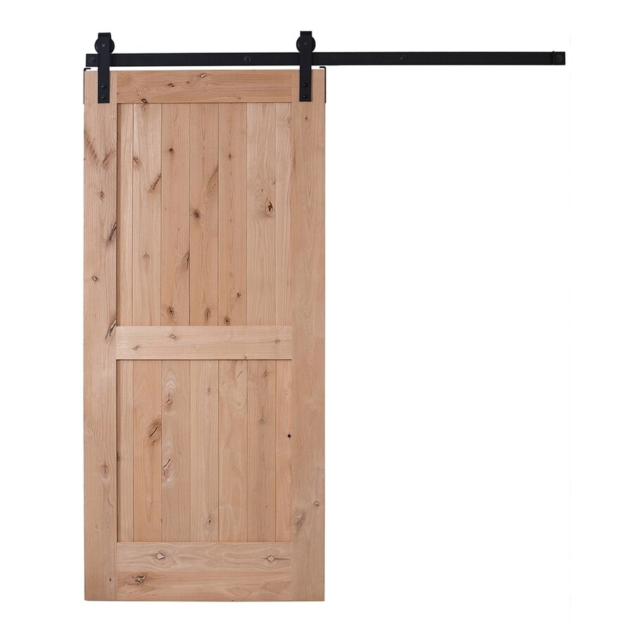 Ironwood Unfinished 2Panel Square Wood Knotty Alder Barn Door with