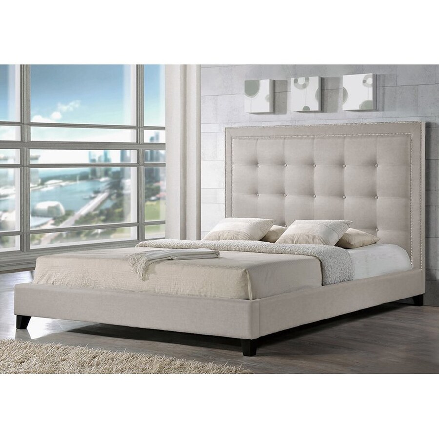 Baxton Studio Hirst Light beige Queen Bedroom Set at