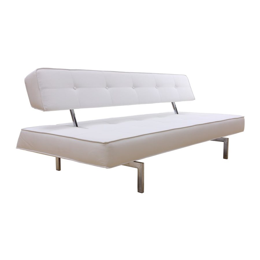 J&M Furniture White Faux Leather Futon at