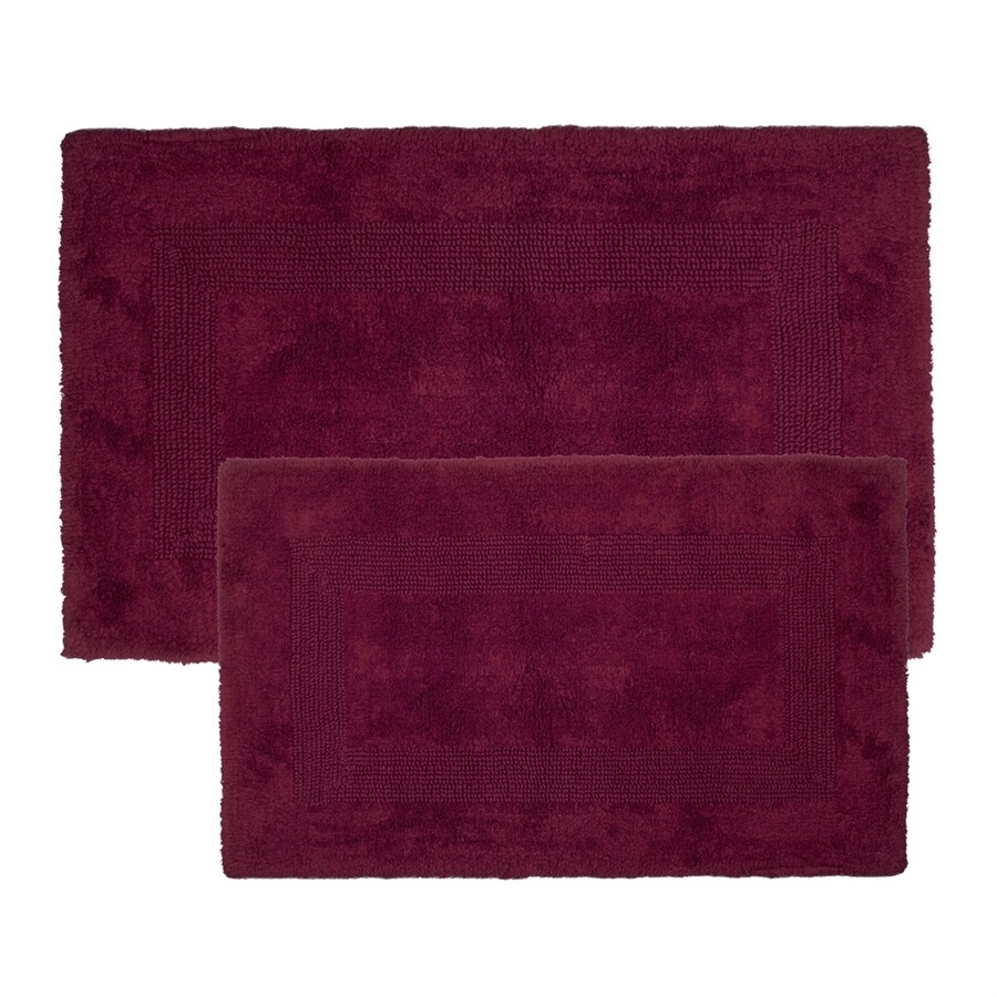 Lavish Home 35in L x 22in W Burgundy Cotton Bath Rug in the Bathroom
