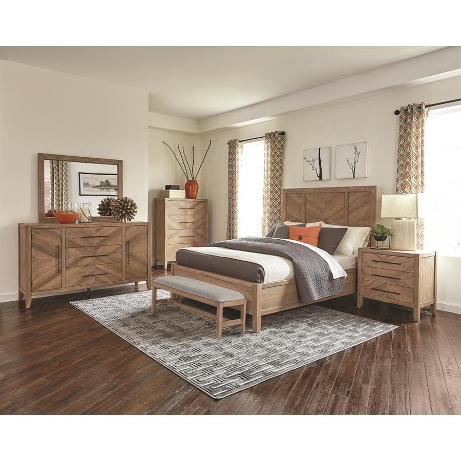 Scott Living Auburn White Washed Natural King Bedroom Set at