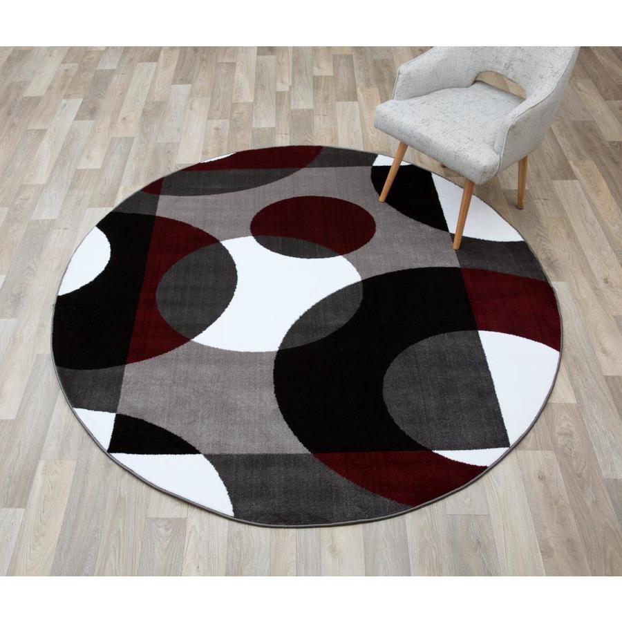 World Rug Gallery Florence Burgundy Round Indoor Geometric MidCentury