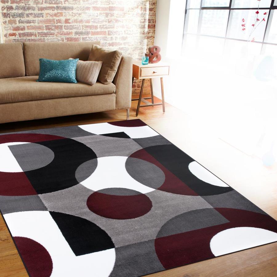 World Rug Gallery Florence 6 x 9 Burgundy Indoor Geometric MidCentury