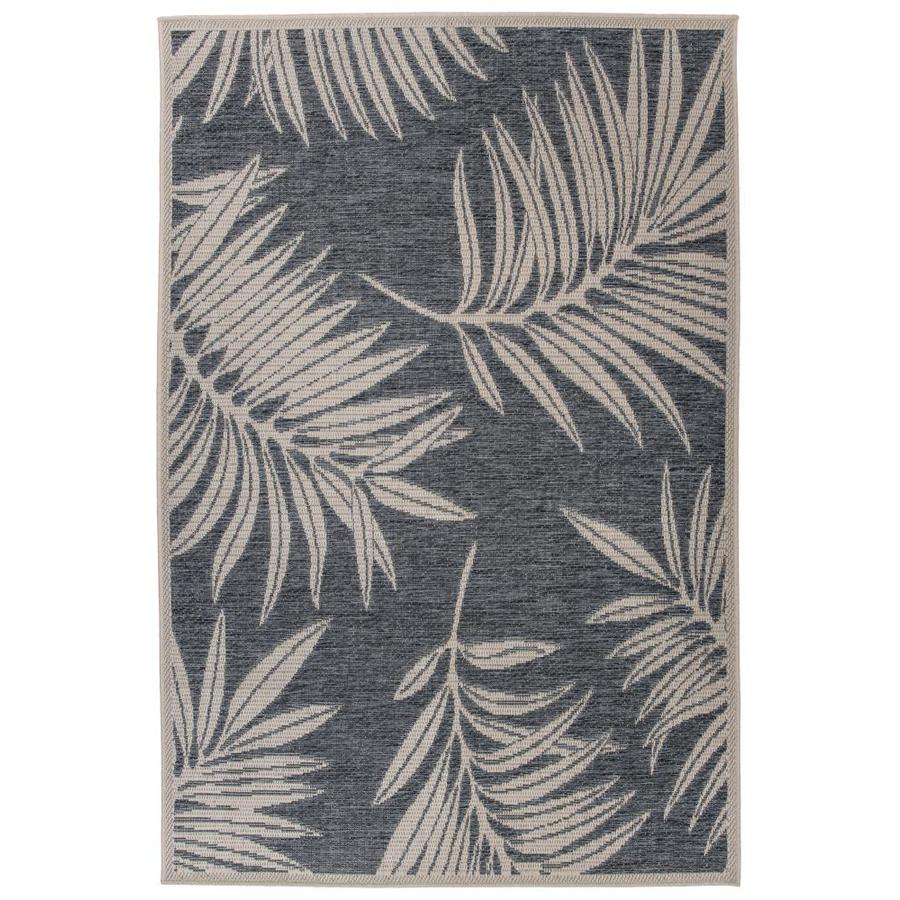 World Rug Gallery Patio 8 x 10 Blue Indoor/Outdoor Floral/Botanical Mid