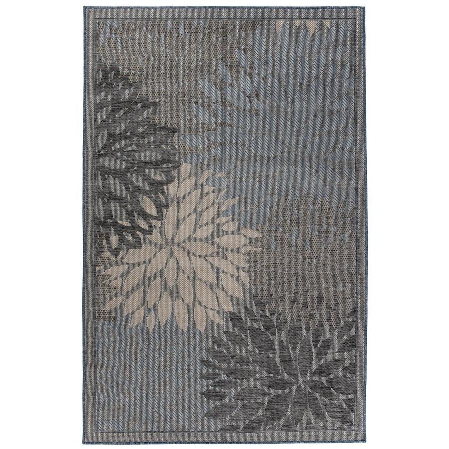 World Rug Gallery Patio 5 x 7 Cream Indoor/Outdoor Floral/Botanical Mid