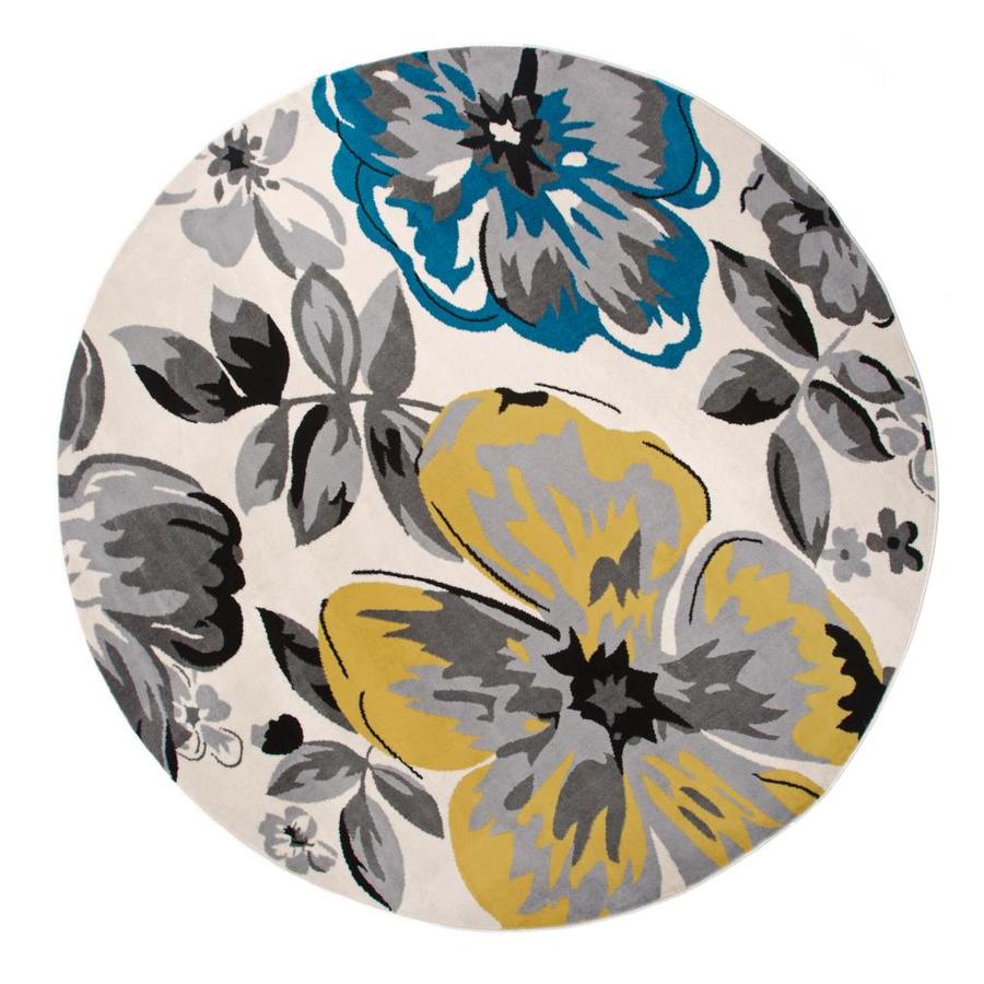 World Rug Gallery Hudson Cream Round Indoor Floral/Botanical Mid