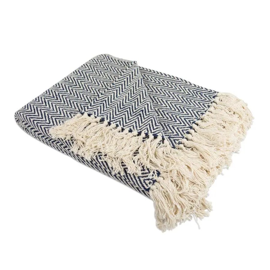 DII Nautical Blue 50in W Cotton Throw in the Blankets & Throws
