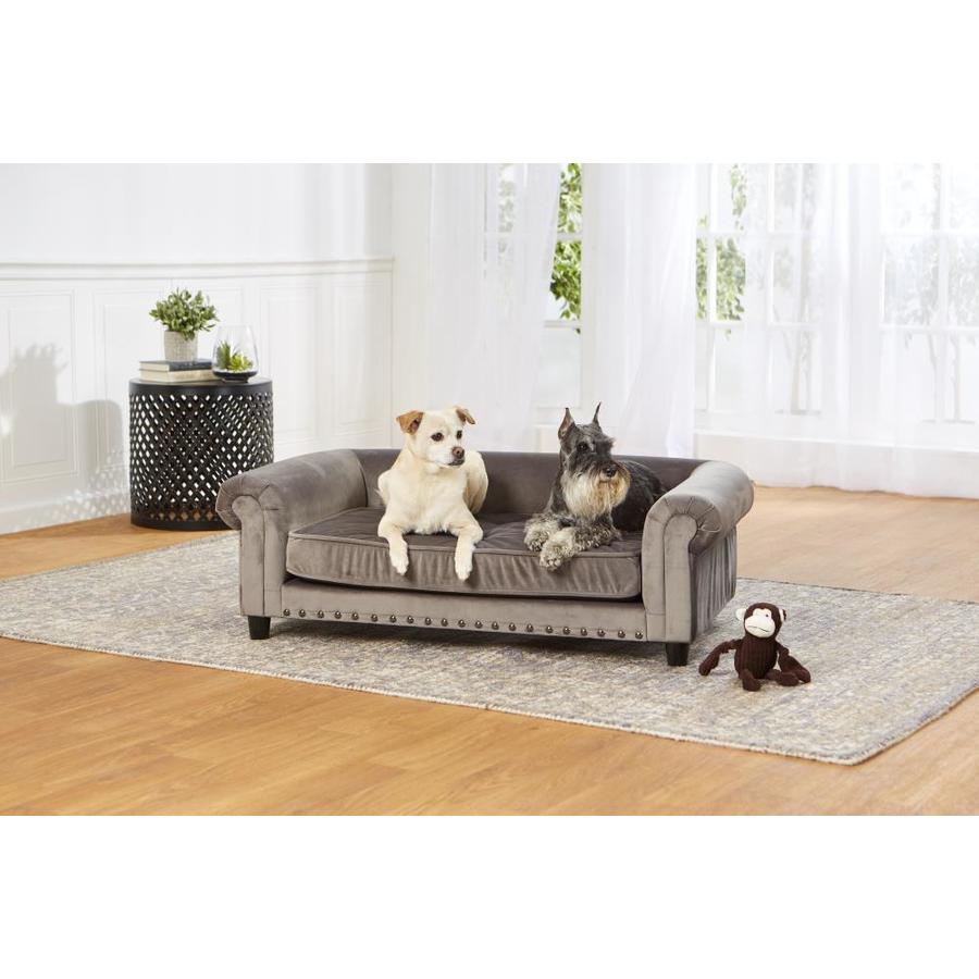 Enchanted Home Pet Grey Velvet Rectangular Dog Bed in the Pet Beds