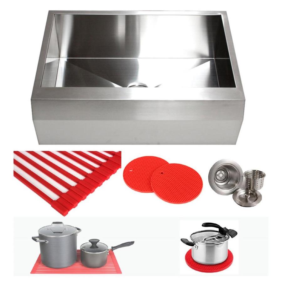 Kingsman Hardware Zero Radius 33in x 22in Stainless Steel Single Bowl