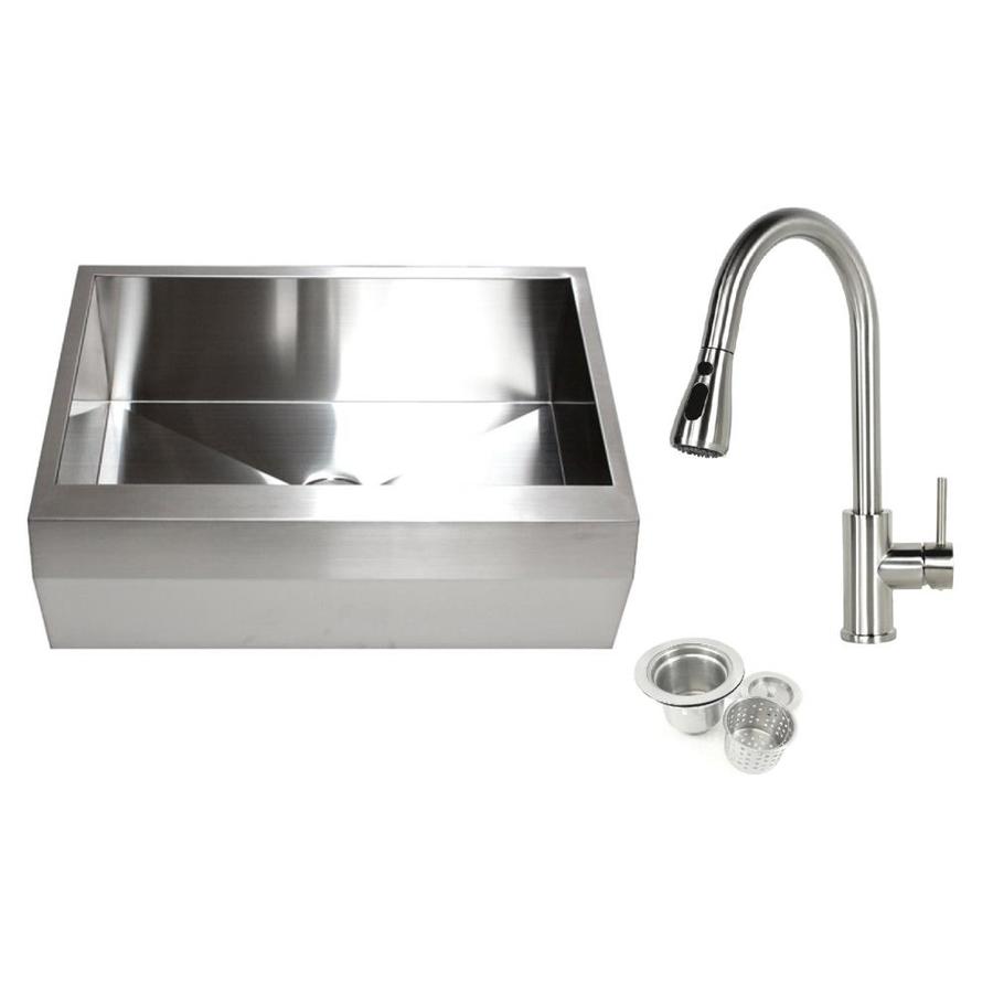 Kingsman Hardware Zero Radius 33in x 22in Stainless Steel Single Bowl