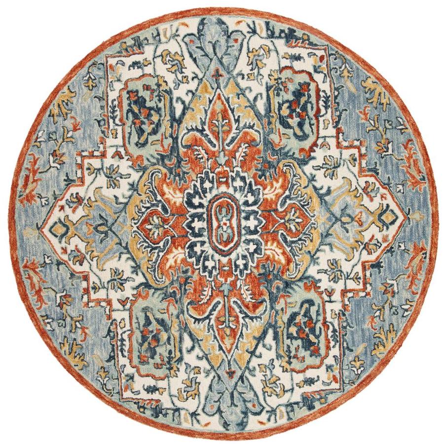 Safavieh Aspen Sion 7 x 7 Blue/Rust Round Indoor Abstract ... (675 x 675 Pixel)