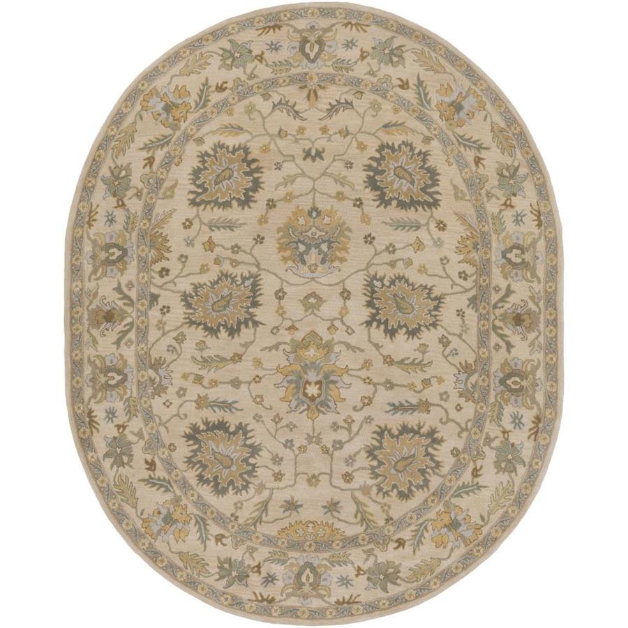 Surya Athena 6 x 9 Khaki Oval Indoor Oriental Handcrafted Area Rug in the Rugs department at